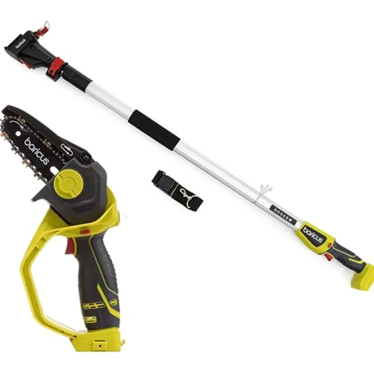 Baricus Akku-Kettensäge 18V inklusive Verlängerung - Version 3.0 - Schwertlänge ca. 156mm - Ergonomischer Handgriff - B-WARE (Ohne: Akku & Ladegerät)