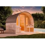 FinnTherm Fasssauna ScandiPod Premium, 42 mm, Gartensauna mit 42 mm Wandstärke, hell durch bodentiefe Fenster