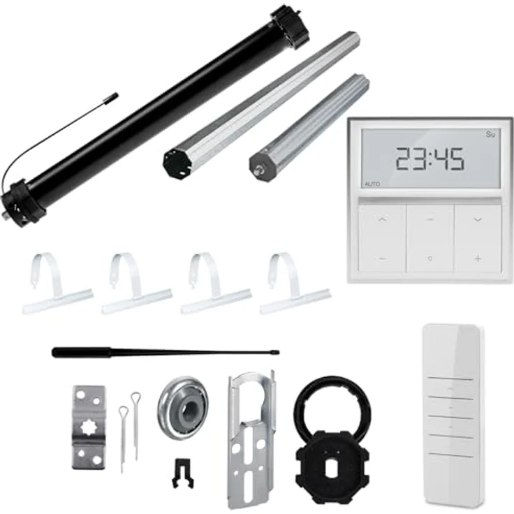 NOBILY Rolladen-Komplett-Set PR5 20/15-60, mechanischer Funk Maxi-Rolladenmotor 20Nm mit Wandsender und Mechanik-Set, für 60mm Achtkantwelle, Gesamtlänge bis 1,50 Meter – Bild 1