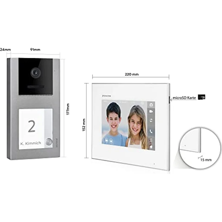 Balter EVO Video-Türsprechanlage mit App, Komplettset für 1 Familienhaus, 4x 7" Monitore, 150° Weitwinkelkamera, WLAN-fähig, Aufputz – Bild 8