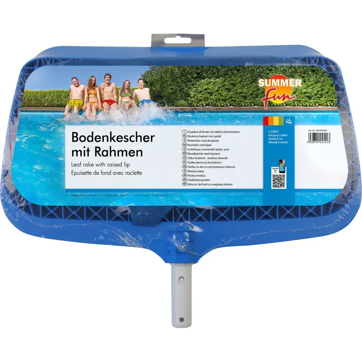 Summer Fun Bodenkescher 502010884, Abschäumernetz für Pools und Teiche, rechteckig, blau, stabil mit tiefem Netzeinsatz, 360 g