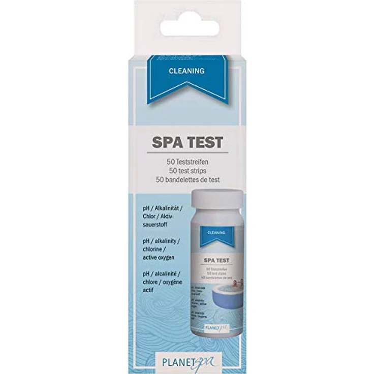 Planet Spa Wasserteststreifen, pH/Chlor/O2/Alkalinität zur Wasseranalyse im Whirlpool – Bild 1
