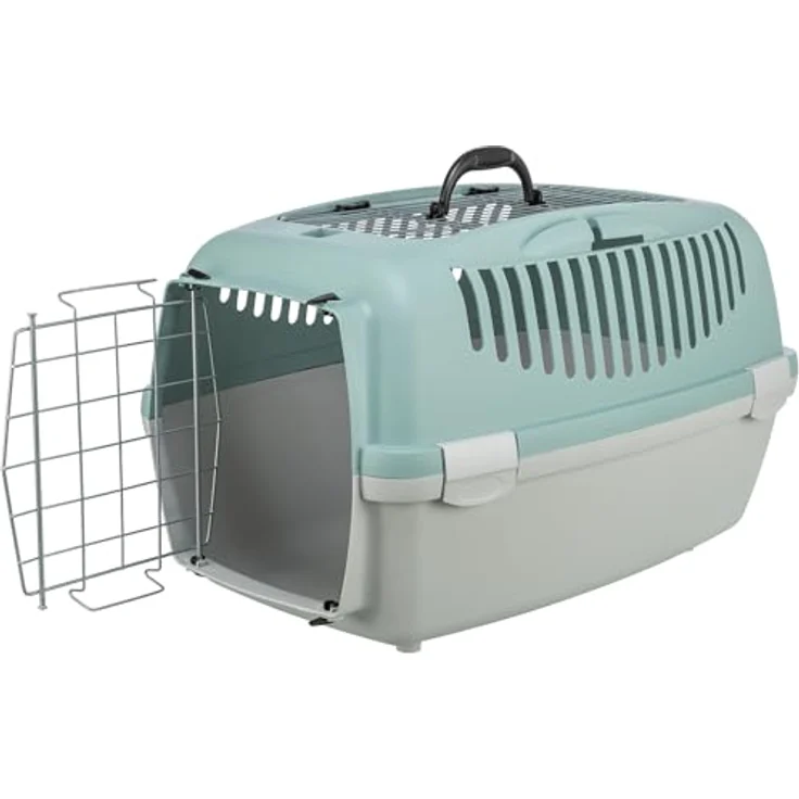 TRIXIE Tiertransportbox Transportbox Capri 3 Open Top hellgrau/salbei für Katzen – Bild 3