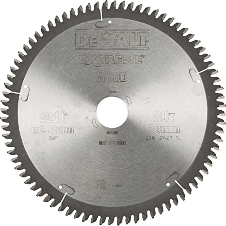 DeWalt Stationärkreissägeblatt - Kreissägeblatt Extreme (216-30mm 80TFZ, extra feines Finish (Furniern, Aluminium und Kunststoffen)), DT4286 – Bild 2