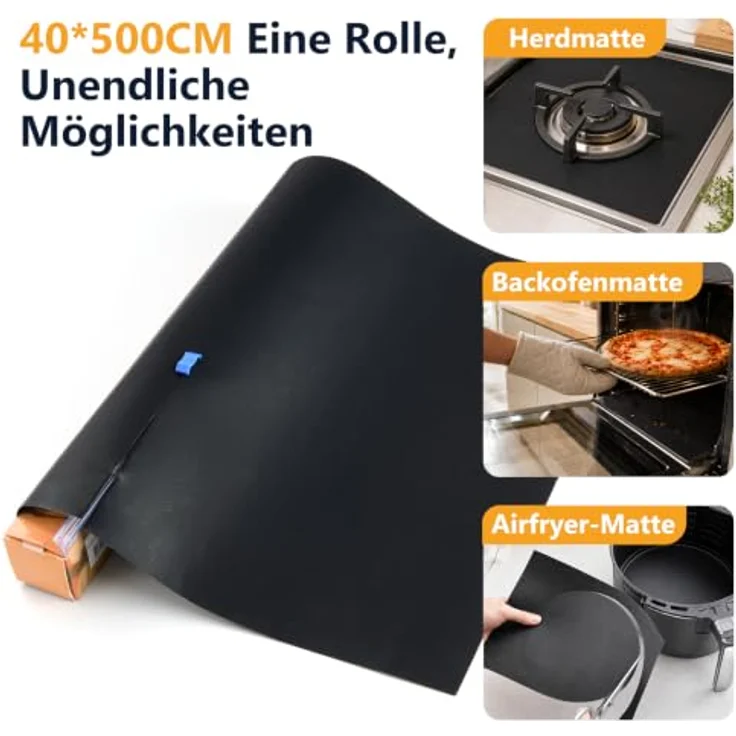 Homealexa BBQ Grillmatte, 40x500cm, zuschneidbar, wiederverwendbar, antihaftbeschichtet, PFOA-frei für Gasgrill und Holzkohlegrill – Bild 4