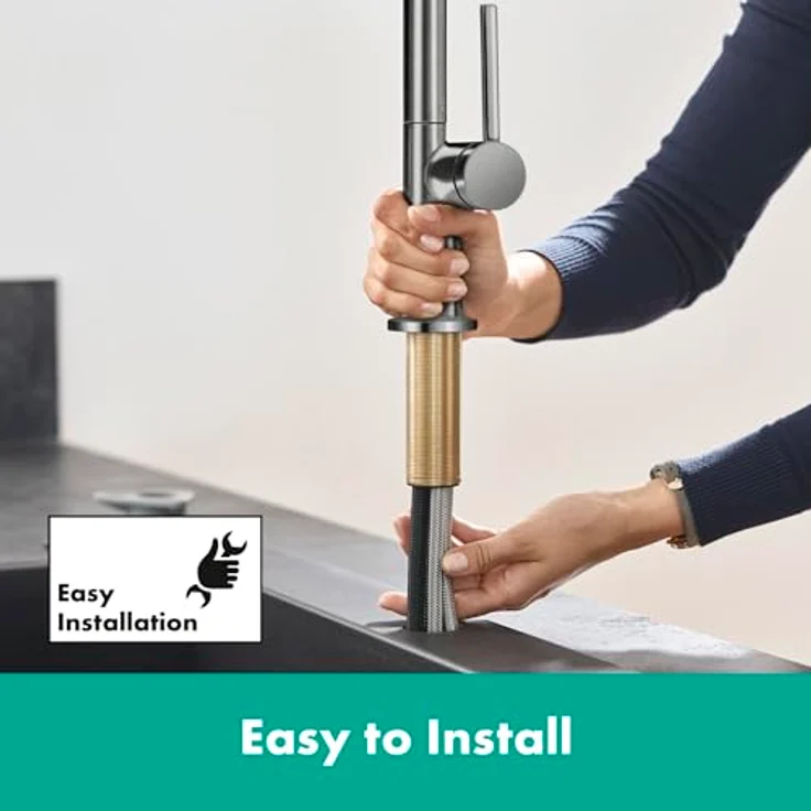 hansgrohe Talis M54, Einhebel-Küchenmischer mit Ausziehbrause, 210mm, schwenkbar bis 360°, Chrom – Bild 4