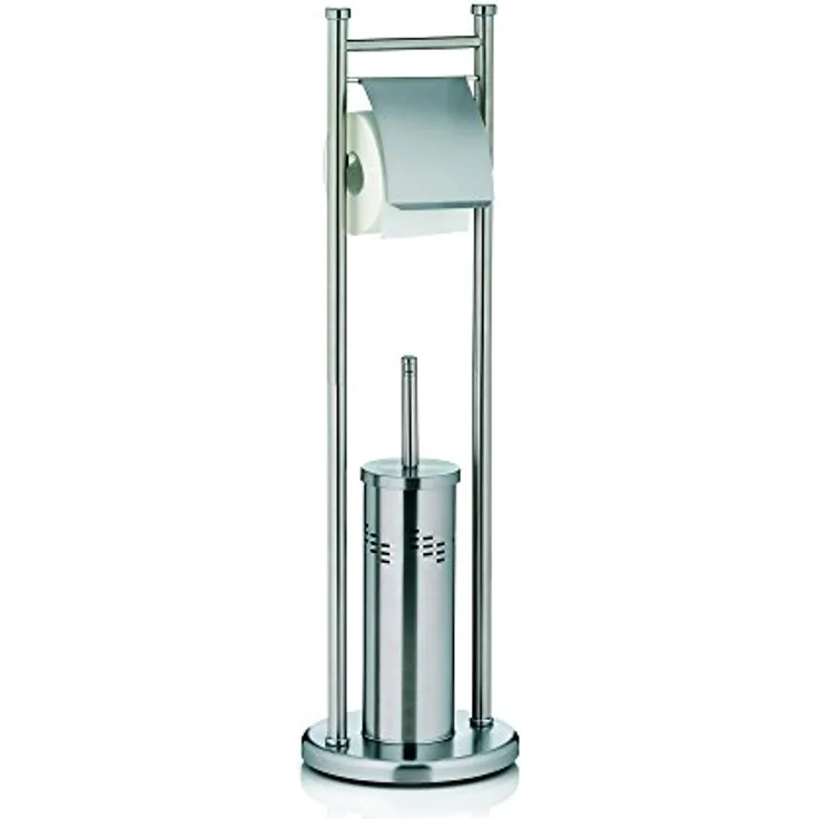Kela 22492, WC-Bürstenbehälter und Papierhalterung, Toilettengarnitur, Edelstahl, Swing, 77,5cm, Silber Matt