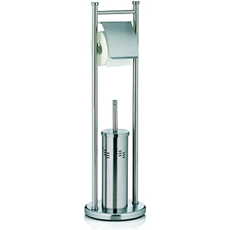 Kela 22492, WC-Bürstenbehälter und Papierhalterung, Toilettengarnitur, Edelstahl, Swing, 77,5cm, Silber Matt – Bild 1
