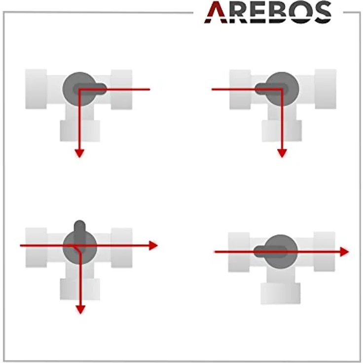 Arebos Bypass Set Pool 12 - teilig Sandfilteranlagen Poolheizung Wärmepumpe Solarheizung T-Stück Teflonband 3 Wege Ventil – Bild 5