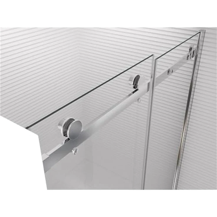 Glaszentrum Hagen Dusch-Einzelschiebetür 125x195cm Transparente Nischentür aus ESG Sicherheitsglas - Hochwertige Aluminiumprofile, Wasserabstoßende Beschichtung, Chrombeschlag, CE-zertifiziert – Bild 4