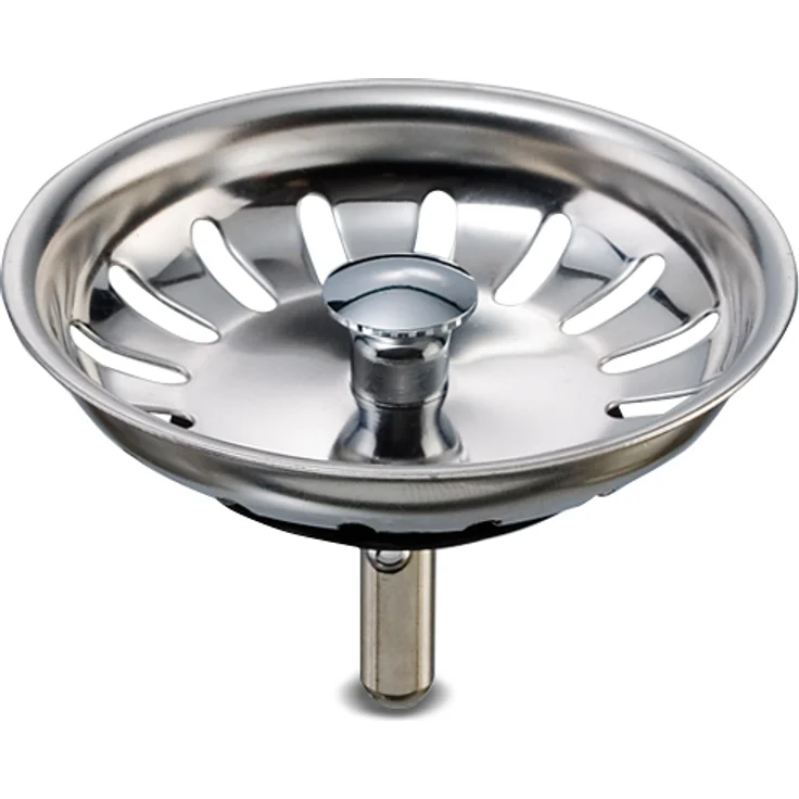 AquaDE Siebkörbchen Ø 81 mm mit Führungsstange und Kugel Ø 12,5 mm für Spülen, deutsche Qualität