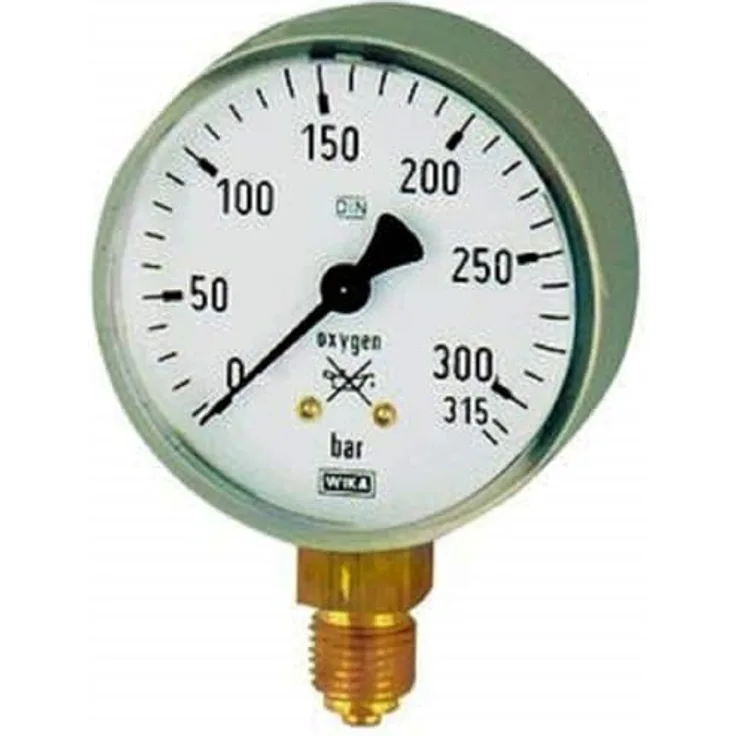 RIEGLER 101296-405 Manometer Sauerstoff, G 1/4 radial unten, 0-400 bar, Ø 63 mm, robustes Messwerkzeug
