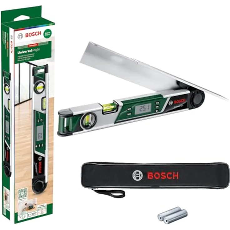 Bosch Winkelmesser UniversalAngle, präzises Messen von Winkeln bis 220°, Schenkellänge 40 cm, inkl. Zubehör und Karton