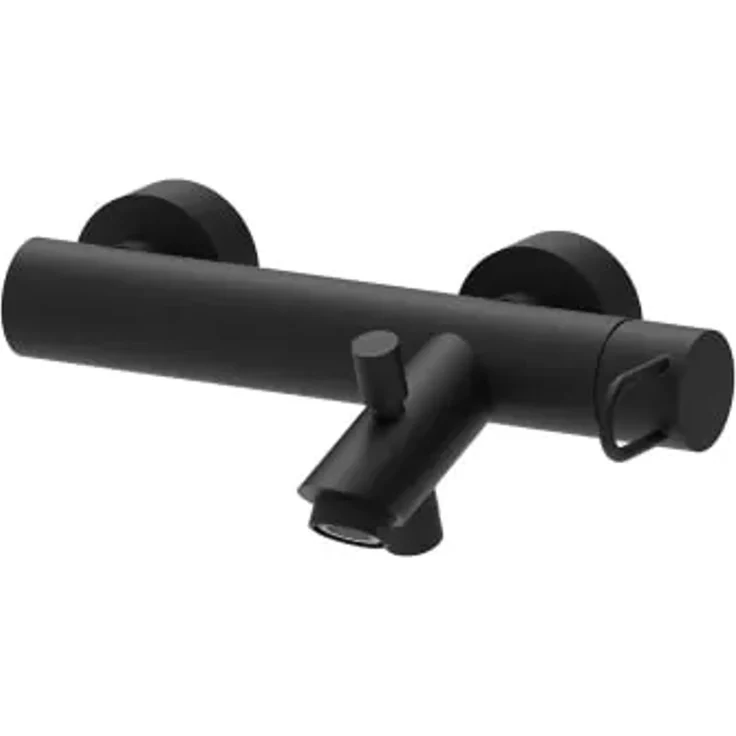 pianura Badewannen-Einhebelmischer Aufputz Stella, mit Brauseanschluss G1/2 Zoll, Schwarz Matt, italienisches Design mit einfacher Bedienung