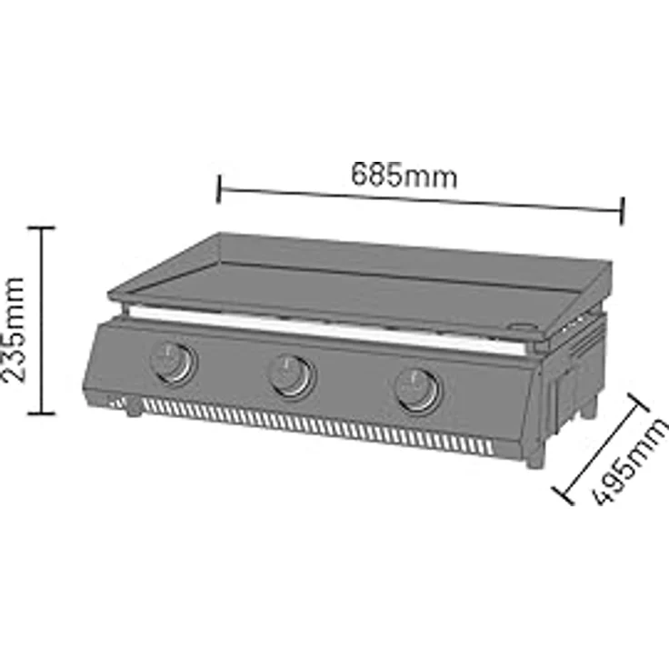 Cozze Plancha-Grill G 700, Grillfläche 66,5 x 35 cm, 3 Edelstahlbrenner mit 6,6 kW, Schwarz – Bild 6