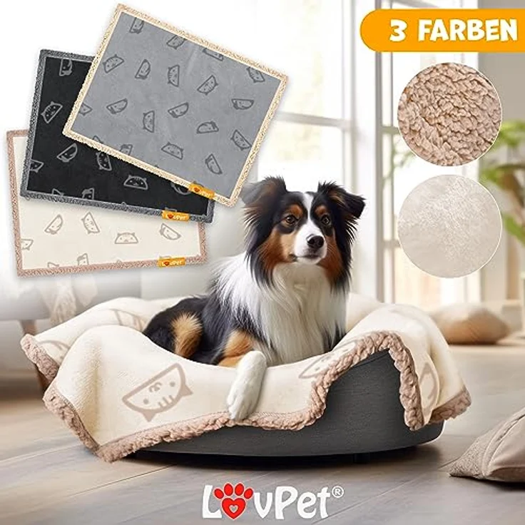 Lovpet® wasserdichte Hundedecke, Fleece Haustier Decke Katzendecke + 3X Kauknochen, für mittelgroße und große Hunde, Katzen, 152 x 127 cm, XL, maschinenwaschbar, beidseitiger Sofabezug-Schutz Beige – Bild 3