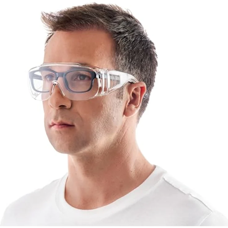 3M VisitorC Schutzbrille für Brillenträger, leichte Elektrowerkzeugarbeiten, Schutz gegen Splitter, 99.9% UV-Schutz, Klare Polycarbonatscheiben – Bild 4