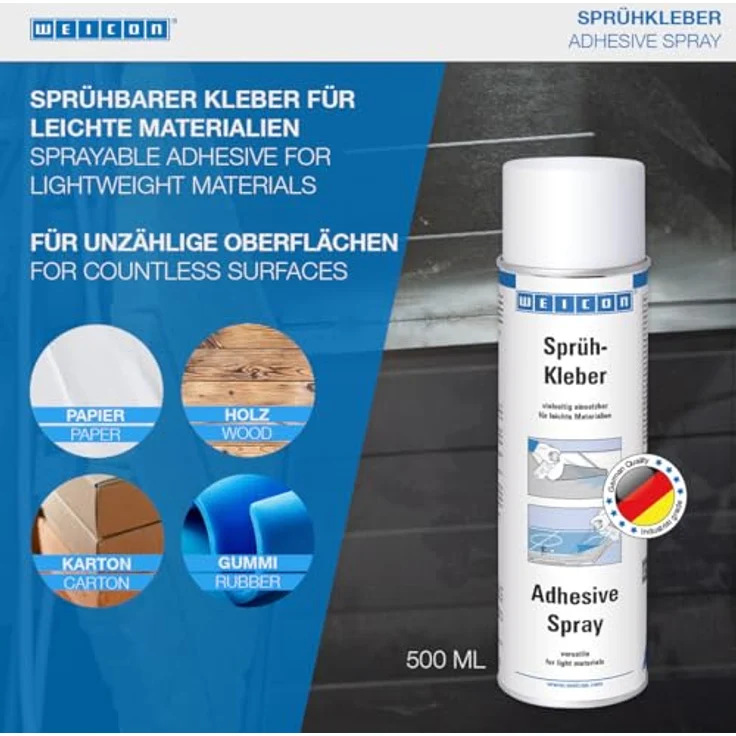 WEICON Sprühkleber, Universalkleber für leichte Materialien, Transparent, 500 ml - Preisvergleich – Bild 2
