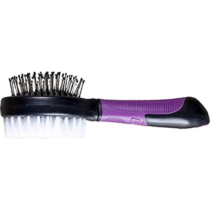 Karlie 2 in 1 Borsten- und Stiftbürste für Tierfellpflege, ergonomischer Anti-Rutsch-Griff, lila-schwarz