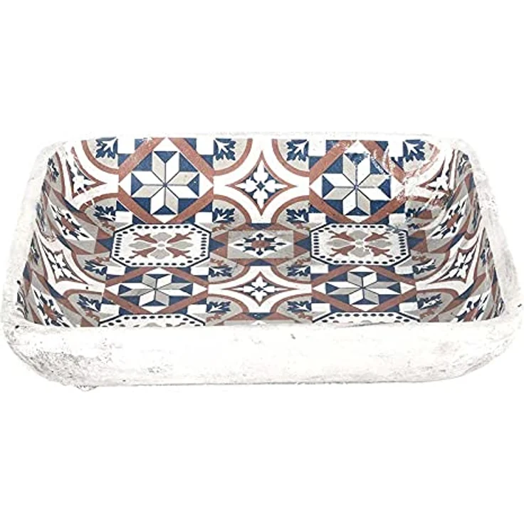 Esschert Design AC182 Vogeltränke, portugiesische Fliesen, Orange, Blau, Grau – Bild 3