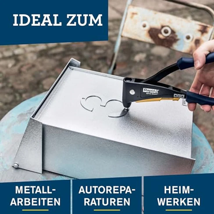 Rapid RP40 Multi Blindnietzange, Universalmundstück mit integriertem Messsystem, für Aluminium- und Edelstahlniete von 3,2-4,8 mm, mattschwarz – Bild 3