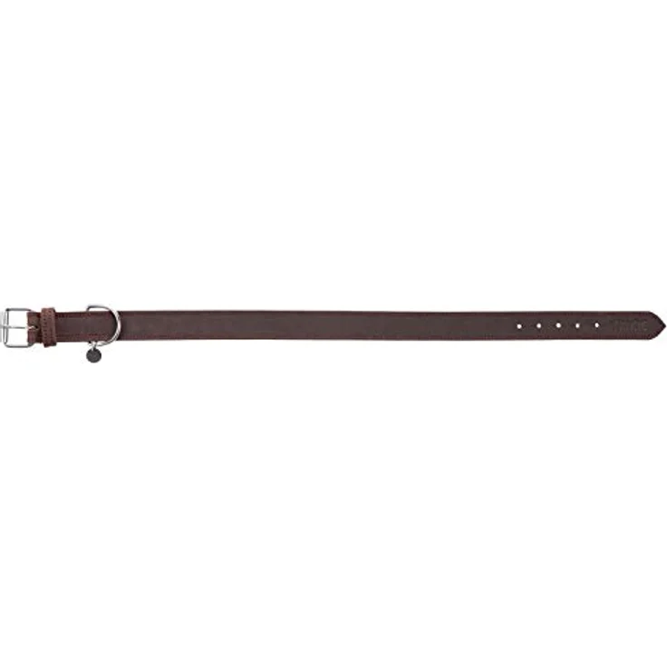 TRIXIE Rustic Lederhalsband Größe L, Halsumfang 48–56 cm, Dunkelbraun, genähtes Halsband für mittelgroße Hunde, kehlkopfschonendes Anleinen, 30 mm breit – Bild 2