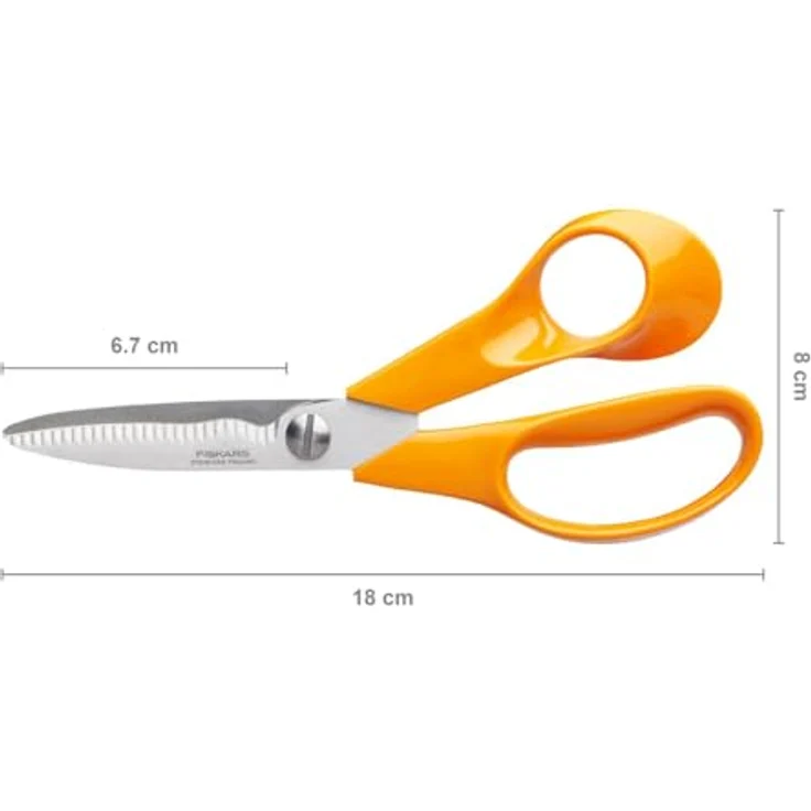 Fiskars Universalschere mit gezahnter Klinge, Länge 18 cm, Rostfreie Stahl-Klinge-Kunststoff-Griffe, Orange, Classic, S92, 1000555 mittelgroß – Bild 4