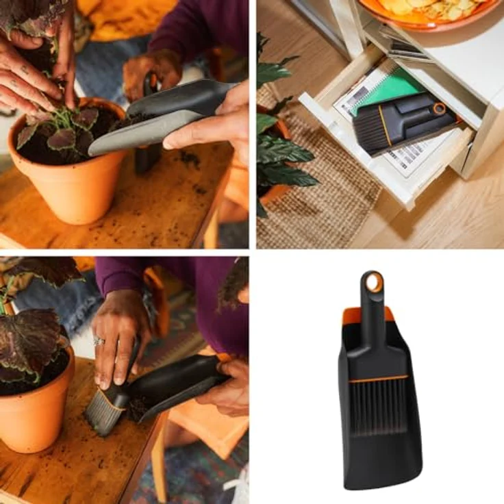 Fiskars Unkrautstecher Fiskars 1071302 Handschaufel mit Bürste, Urban Plant Care Werkzeug, grün – Bild 3