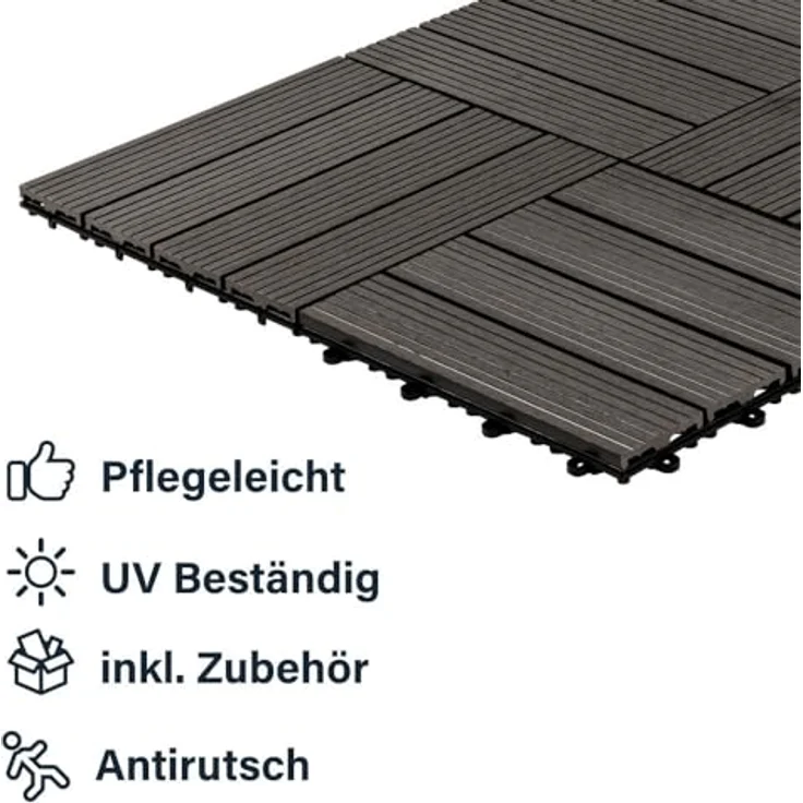 HOME DELUXE WPC Holzfliesen - Alle Varianten Anthrazit, 6 qm – Bild 5