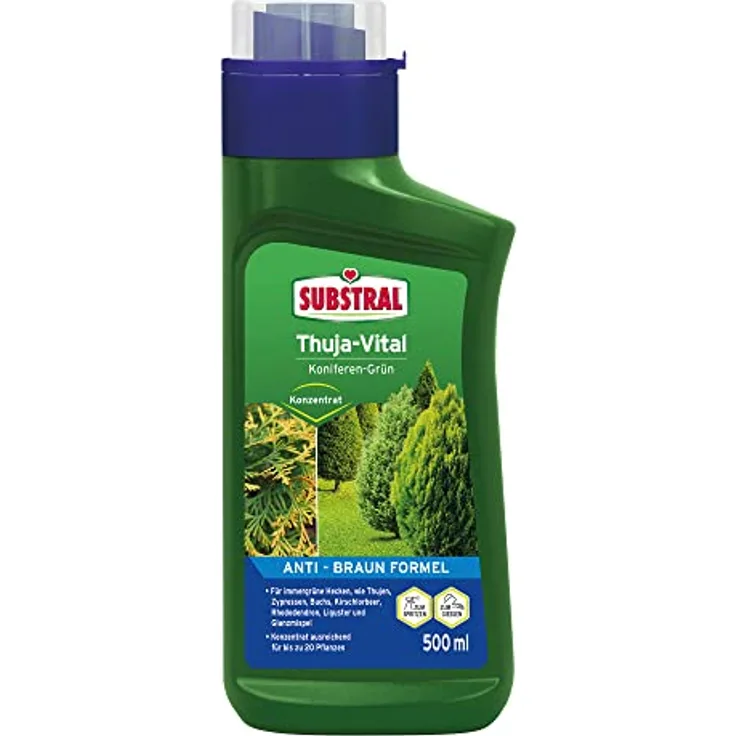 Substral Thuja-Vital, Spezial-Dünger zum Spritzen und Gießen für Thujen, Zypressen, Buchs, Kirschlorbeer, o.ä., 500 ml