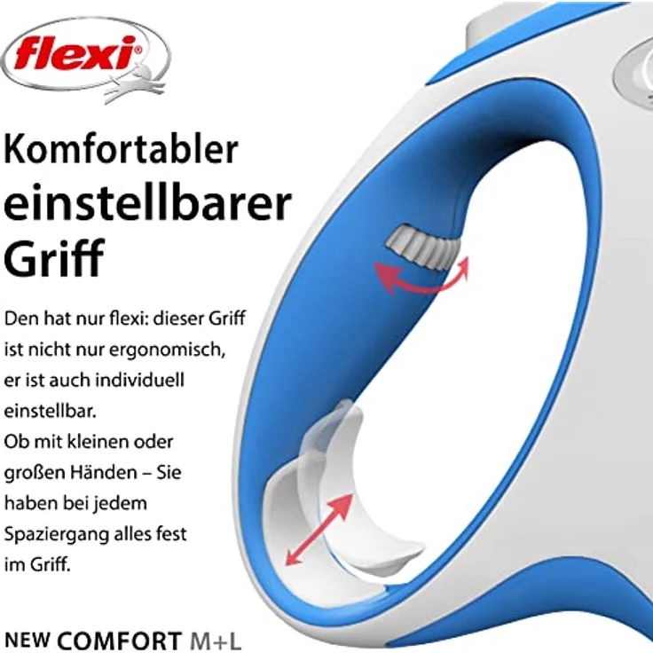 Kerbl Flexi Leine New Comfort Gurt Rollleine, Hundführleine Hundeleine, blau, 25 kg – Bild 4