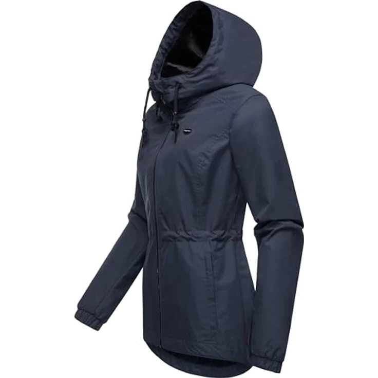 Ragwear Danka, Damen Übergangsjacke, wasserfest mit gefütterter Kapuze, blau, Größe M – Bild 2