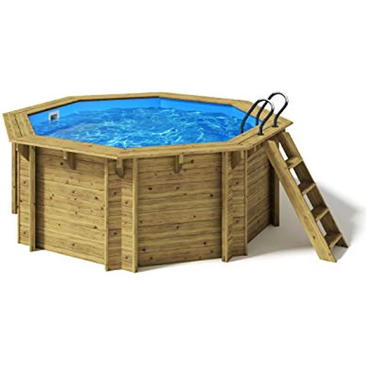 Holzpool Kalea KomplettSet 354 x 118 cm inkl. Pumpenhaus, Folie blau 0,8 mm – Bild 1