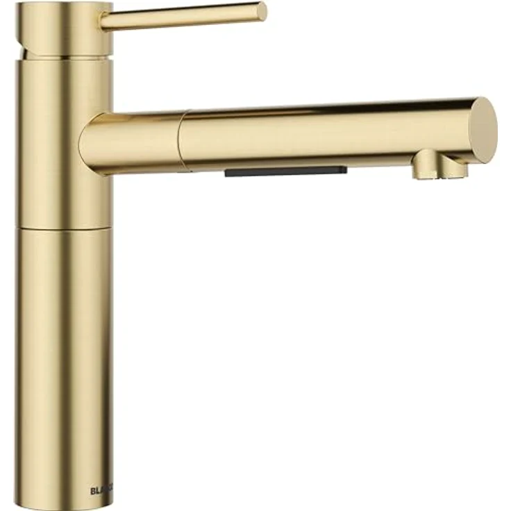 Blanco ALTA-S II Küchenarmatur, Hochdruck, Edelstahl PVD, satin gold, Schlauchbrause mit zwei Strahlarten, 140° schwenkbarer Auslauf – Bild 1