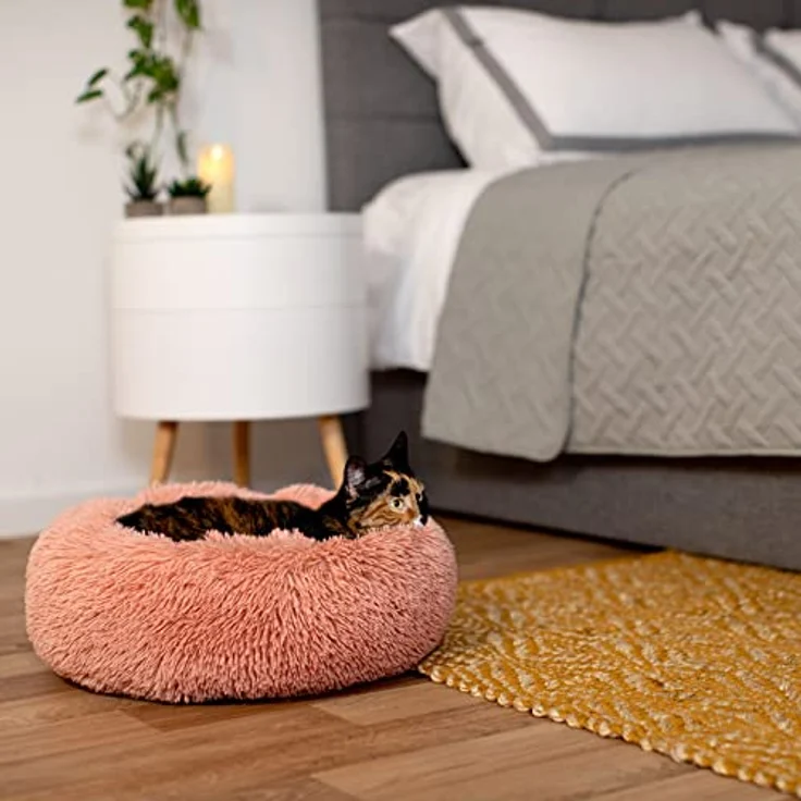 lionto Hundebett rund Hundekissen Hundesofa Katzenbett Donut, (S) 40 cm Ø rosa – Bild 2