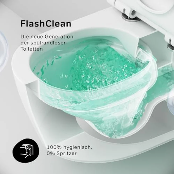 Spülrandloses Wand-WC, Toilette für Gäste-WC, Hänge-WC FlashClean aus Keramik mit Softclosing-Sitzabdeckung, WC-Sitz mit Absenkautomatik, AM.PM CXB1700SC X-Joy S – Bild 4