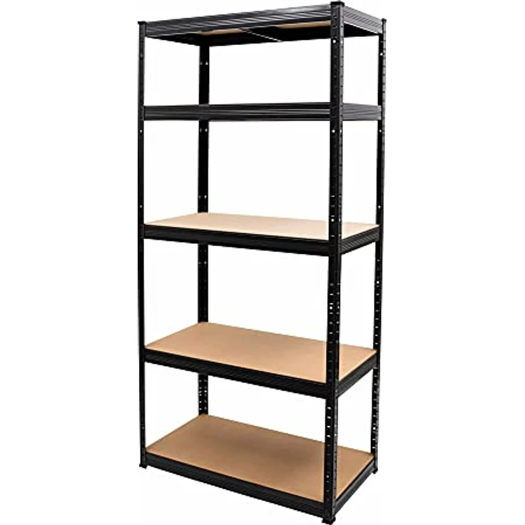 STIER Steck-Fachbodenregal, Fachlast 350kg, Feldlast 1750kg, HxBxT 1800x900x450 mm, stabiles Stahlgestell, 5 Böden, Lagerregale – Bild 1