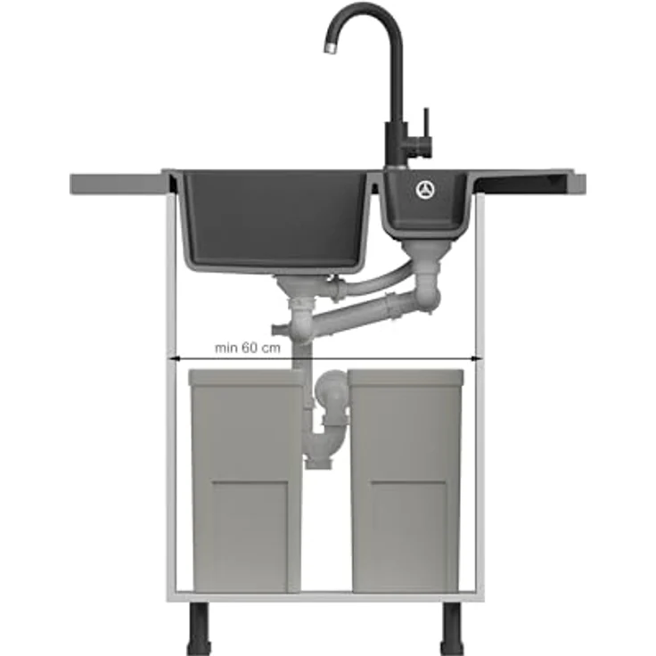 QUADRON PETER 156 Granitspüle Steingran weiß mit manuellem Siphon und Schraubverschluss – Bild 8