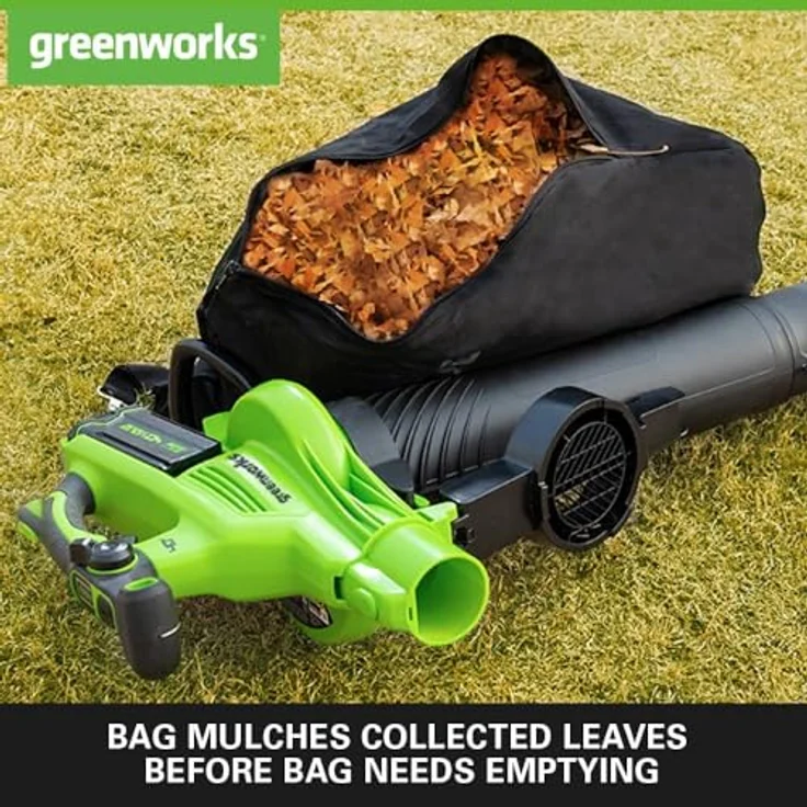 Greenworks Laubsauger + Laubbläser, 40V Akku-Gerät mit 40L Fangvorrichtung, grau und schwarz – Bild 5