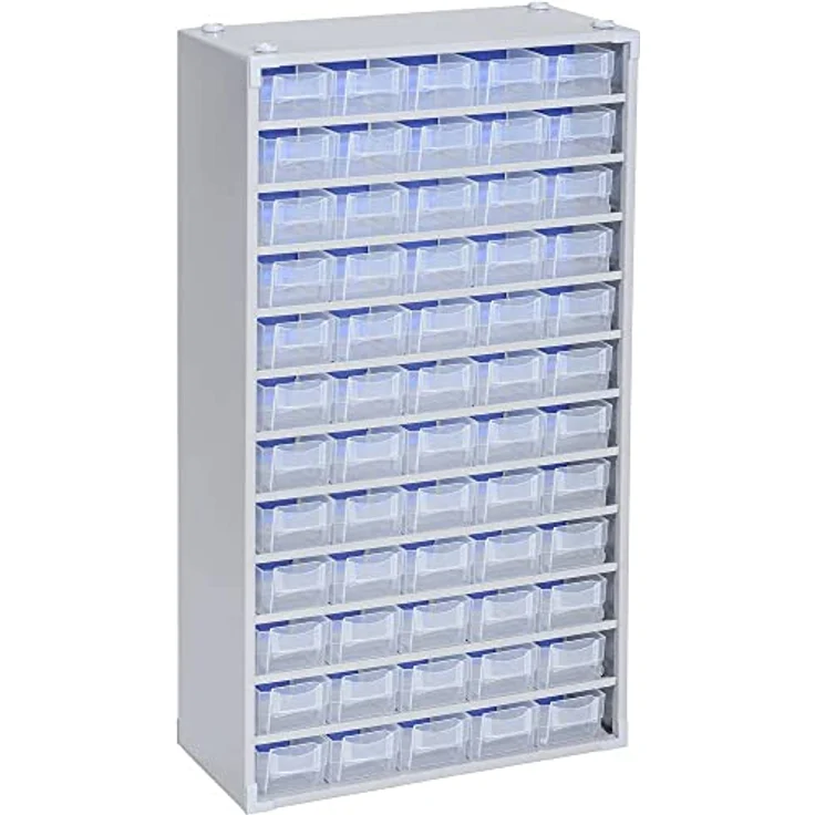 Allit Werkstattschrank, Metall-Kleinteilemagazin, 60 Schubladen mit 60 Trennstege, HxBxT 565x300x140 mm, pulverbeschichtet, hochwertig und langlebig – Bild 2
