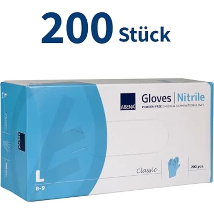 ABENA Nitril Einweghandschuhe 200 Stück Pack (Größe L) Lebensmittelecht, Reißfest, Latexfrei, Puderfrei - Hygienische Handschuhe für Reinigungsarbeiten, Schönheitssalon, Tattoo und Zuhause – Bild 2