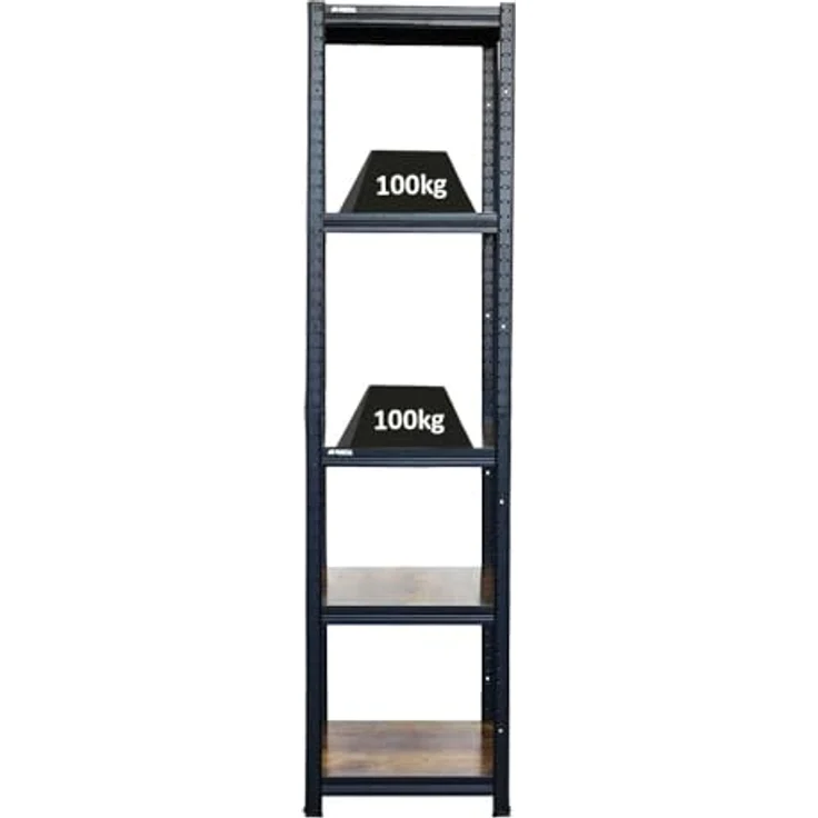 Proregal Metallregal All Black Series Ragnar, Schwerlastregal 180 x 45 x 45 cm, 5 Böden, Traglast 100 kg, Schwarz – Bild 1