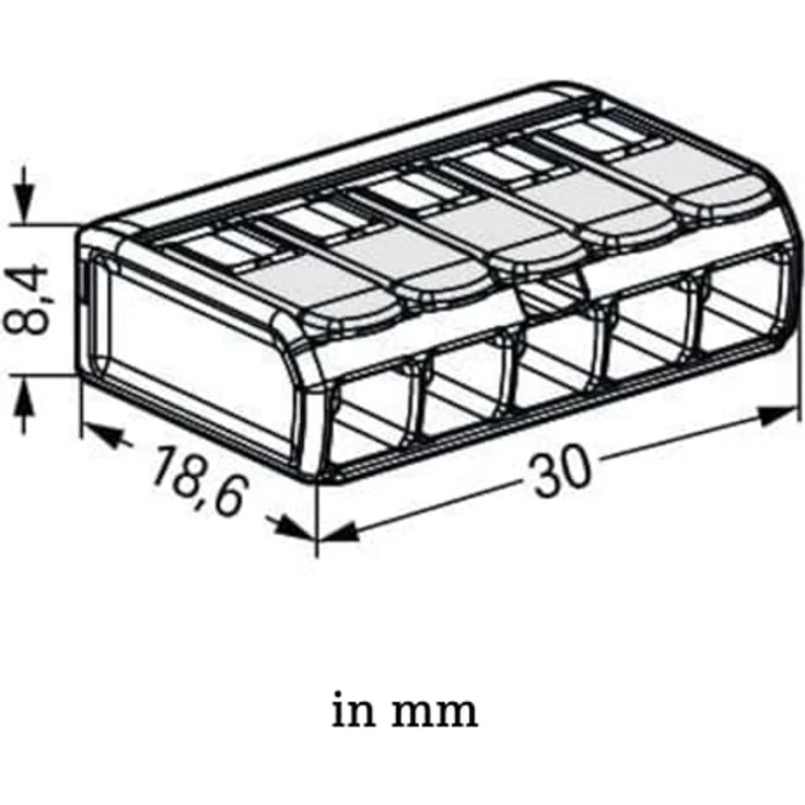 WAGO 221-485 Verbindungsklemme, flexible Hebel-Klemme für 5 Leiter, 0,20-4mm², transparent, weiß – Bild 3