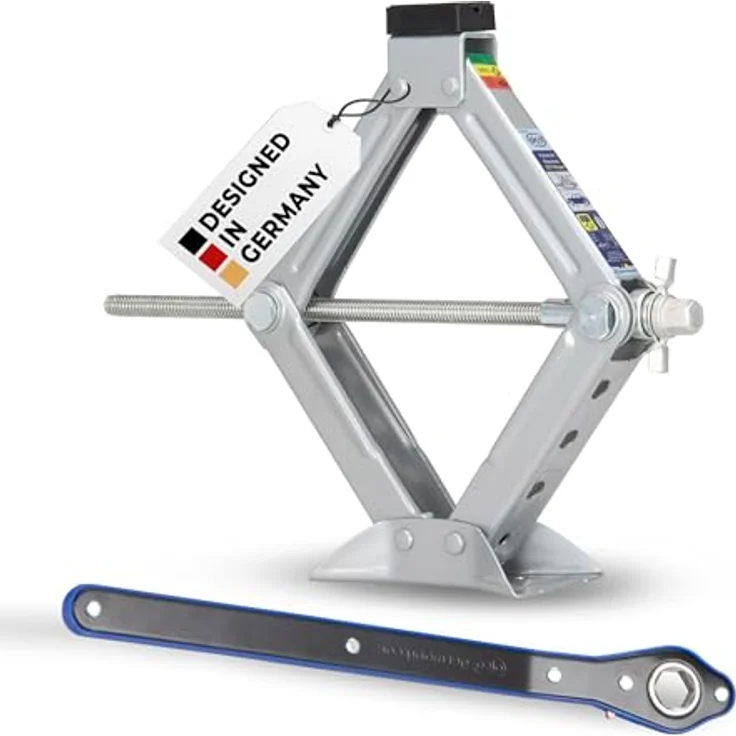 alca Wagenheber Scherenwagenheber mit Ratsche 1,5t Hubhöhe 104-380mm für Auto/SUV/MP, leicht und robust, drehbarer Sattel, extrem leicht bedienbar, blau – Bild 2