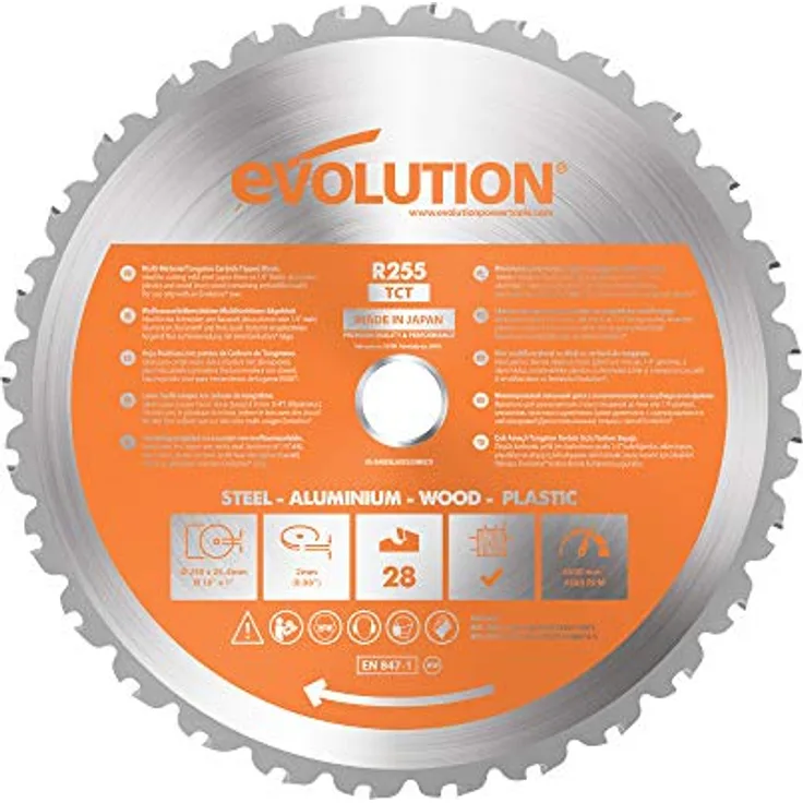 Evolution RAGE255BLADE Klinge für verschiedene Materialien, 25,4 cm