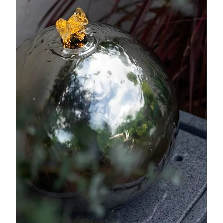 Dehner Gartenbrunnen Kioto mit LED Beleuchtung, ca. 83 x 34 x 34 cm, Edelstahl, grau - Preisvergleich – Bild 5