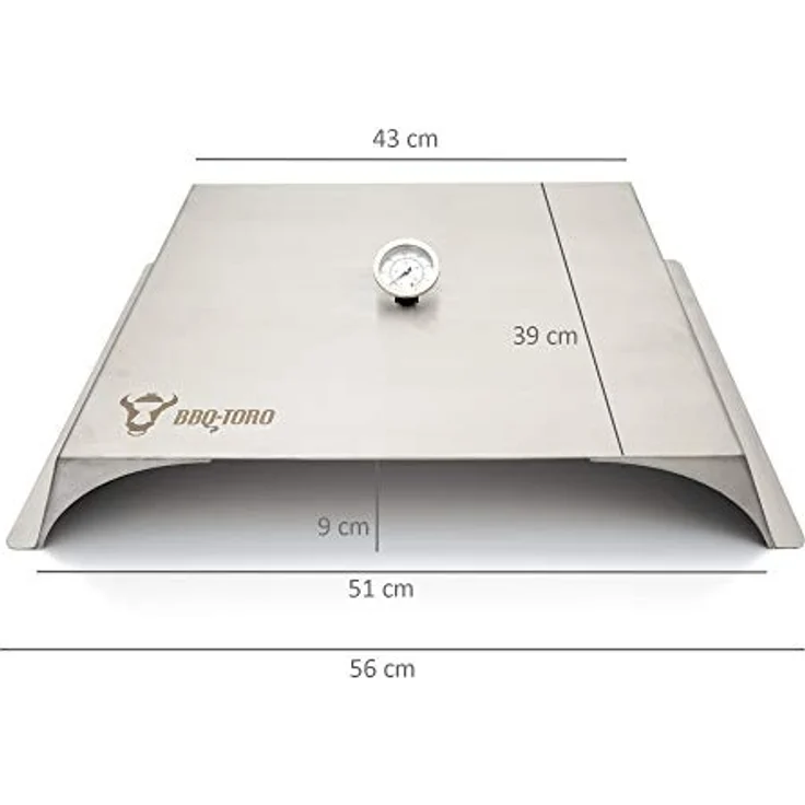 BBQ-Toro Pizzaaufsatz für Gasgrill | Edelstahl | 56 x 39 cm | Pizzacover mit Thermometer | Pizzahaube (Pizzaaufsatz mit Pizzastein und Schaufel) – Bild 4