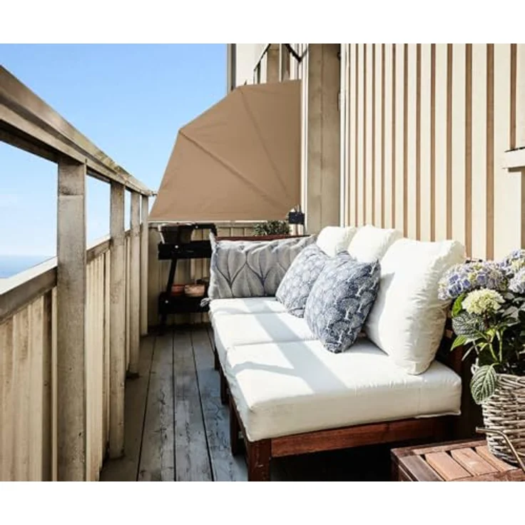 Sichtschutz Fächer Premium 140x140cm Stoff Balkon Trennwand Windschutz Sonnenschutz Sand – Bild 7