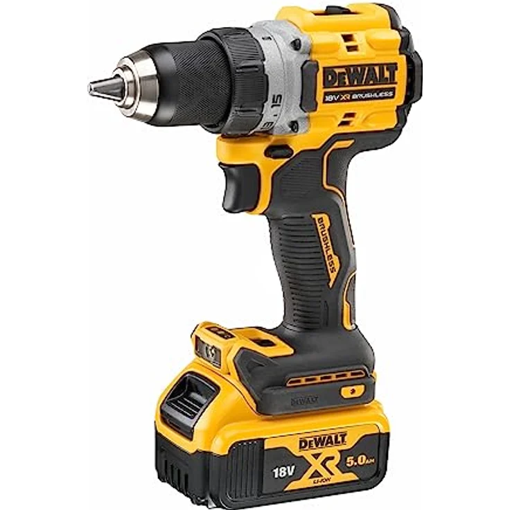 Dewalt 18 Volt 2-Gang Akku Bohrschrauber DCD800P2T (kraftvolles 2-Gang Vollmetall-Getriebe, bürstenloser Motor, 13 mm Schnellspannbohrfutter, LED-Leuchte, inkl. 2x 5.0Ah Akkus, Ladegerät & TSTAK-Box) – Bild 2