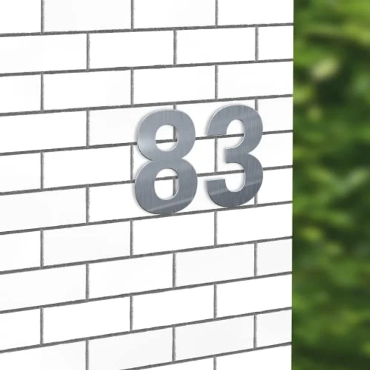 BASI | Hausnummern aus gebürsteten Edelstahl | Zahlen 0-9 | Buchstaben a - c | inkl. Befestigungsmaterial | Ziffer 3 – Bild 5